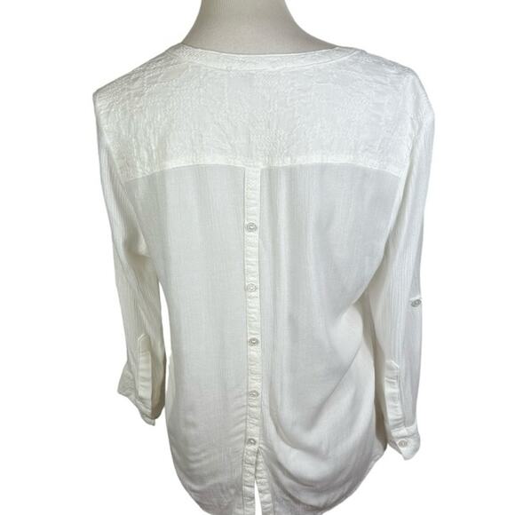 Miss Me Embellished Beaded Sequin Pocket Embroidered Gauze Button Down Size L - Picture 6 of 11